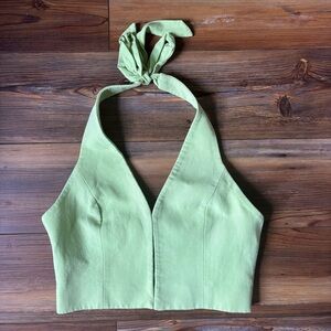 Zara Light Green Halter Crop Top